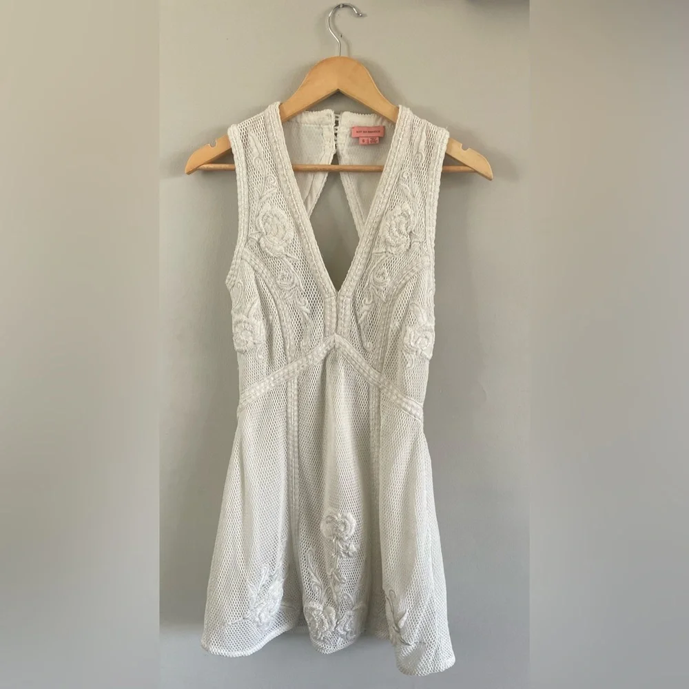 Anthropologie Not So Serious by Pallavi Mohan Deep-V Beaded Mini Dress - Picture 4 of 9
